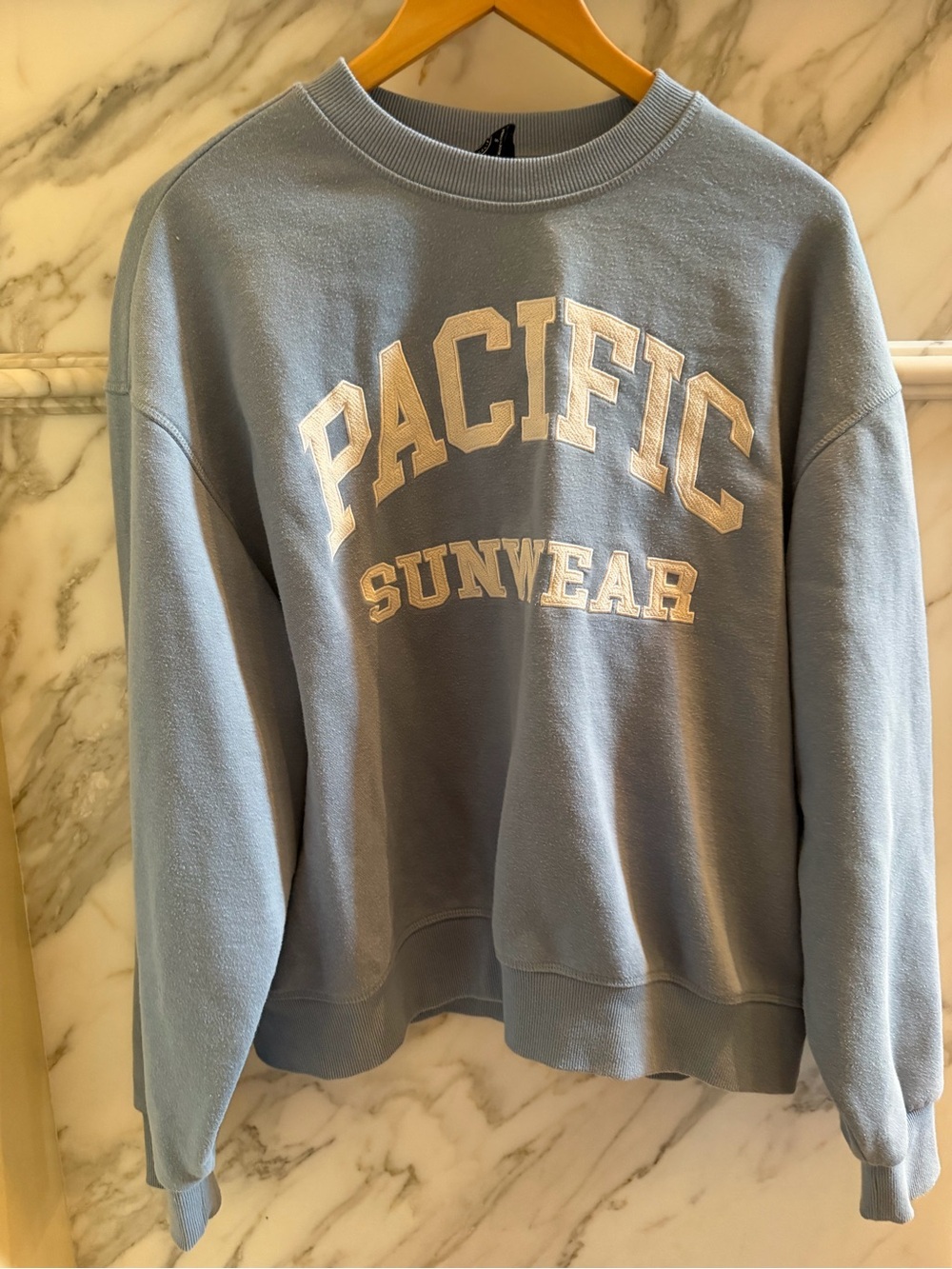 Pacific Sunwear Light Blue Crewneck Sweatshirt with White Lettering